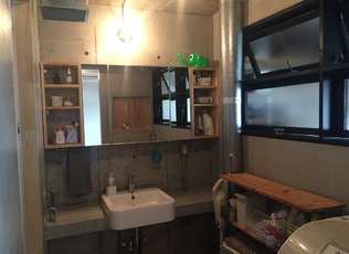 スケルトンを活かした　洗面所